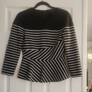 BCBGMaxAzria Black and White Striped Blouse